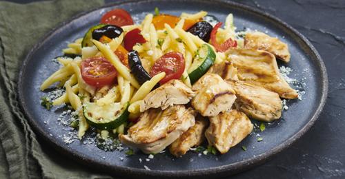 Trofie aux émincés et légumes grillés